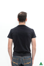 Load image into Gallery viewer, Black-mens-crew-neck-short-fit-t-shirt-back-view.jpg
