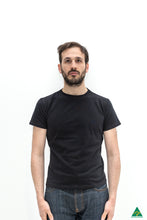 Load image into Gallery viewer,     Black-mens-crew-neck-short-fit-t-shirt-front-view.jpg
