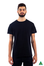 Load image into Gallery viewer,     Black-mens-crew-neck-t-shirt-front-view.jpg
