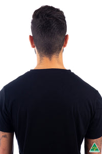 Black-mens-v-neck-t-shirt-back-closeup-view.jpg