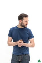 Load image into Gallery viewer,     Navy-mens-crew-neck-short-fit-t-shirt-front-pose-2-view.jpg
