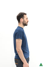 Load image into Gallery viewer, Navy-mens-crew-neck-short-fit-t-shirt-side-view.jpg
