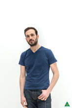 Load image into Gallery viewer,     Navy-mens-v-neck-short-fit-t-shirt-front-pose-view.jpg

