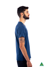Load image into Gallery viewer, Navy-mens-v-neck-t-shirt-side-view.jpg
