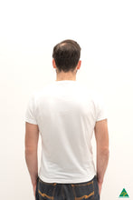 Load image into Gallery viewer, White-mens-crew-neck-short-fit-t-shirt-back-view.jpg
