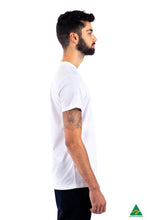 Load image into Gallery viewer, White-mens-crew-neck-t-shirt-side-view.jpg
