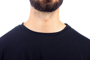 Black-mens-crew-neck-t-shirt-neckline-detail--view